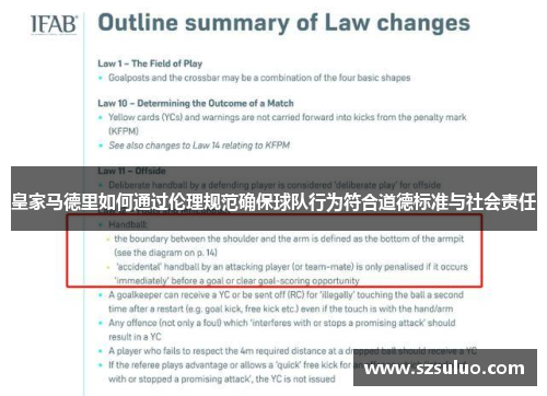 皇家马德里如何通过伦理规范确保球队行为符合道德标准与社会责任
